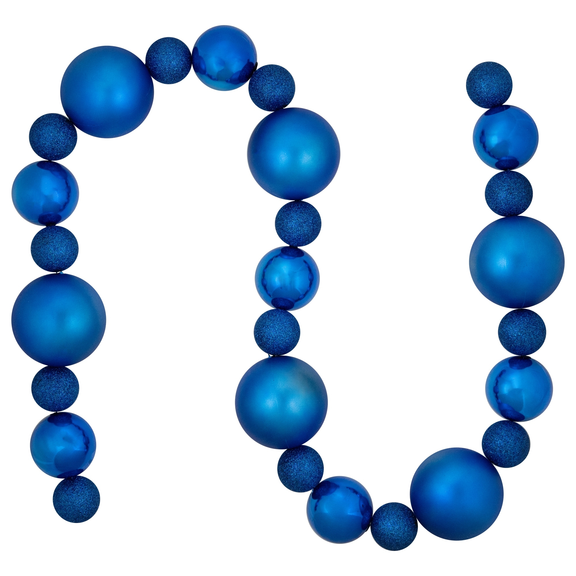 3-Finish Shatterproof Ball Christmas Garland - 6' x 4" - Blue - Unlit