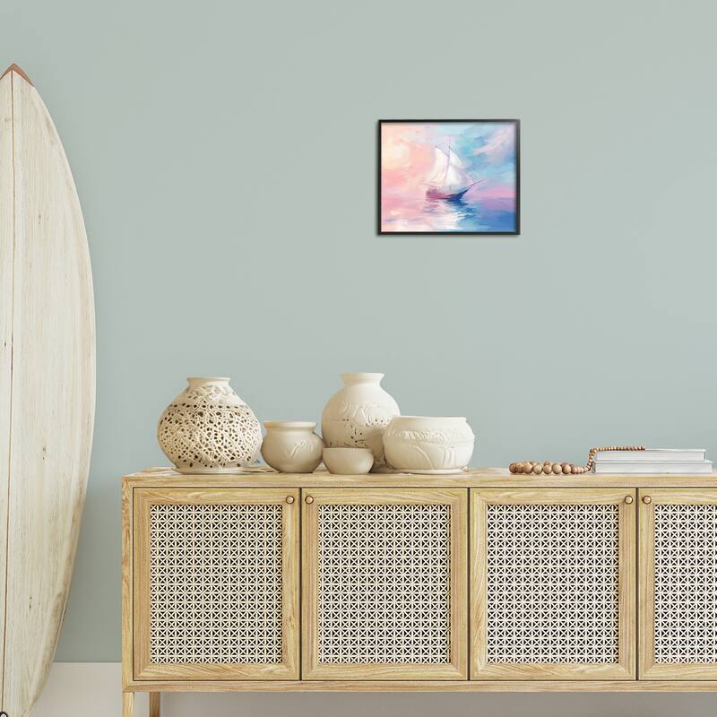 Stupell Soft Pastel Sea Vessel Framed Giclee Art Design By Arlington Prints