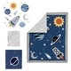 preview thumbnail 2 of 7, Lambs & Ivy Milky Way Blue/Gray Space Galaxy 4-Piece Nursery Baby Crib Bedding Set