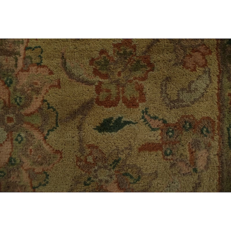 Hand Knotted Oriental 100% Wool Carpet Traditional Floral Yellow & Gold Agra Area Rug - 10' 0'' X 7' 10''