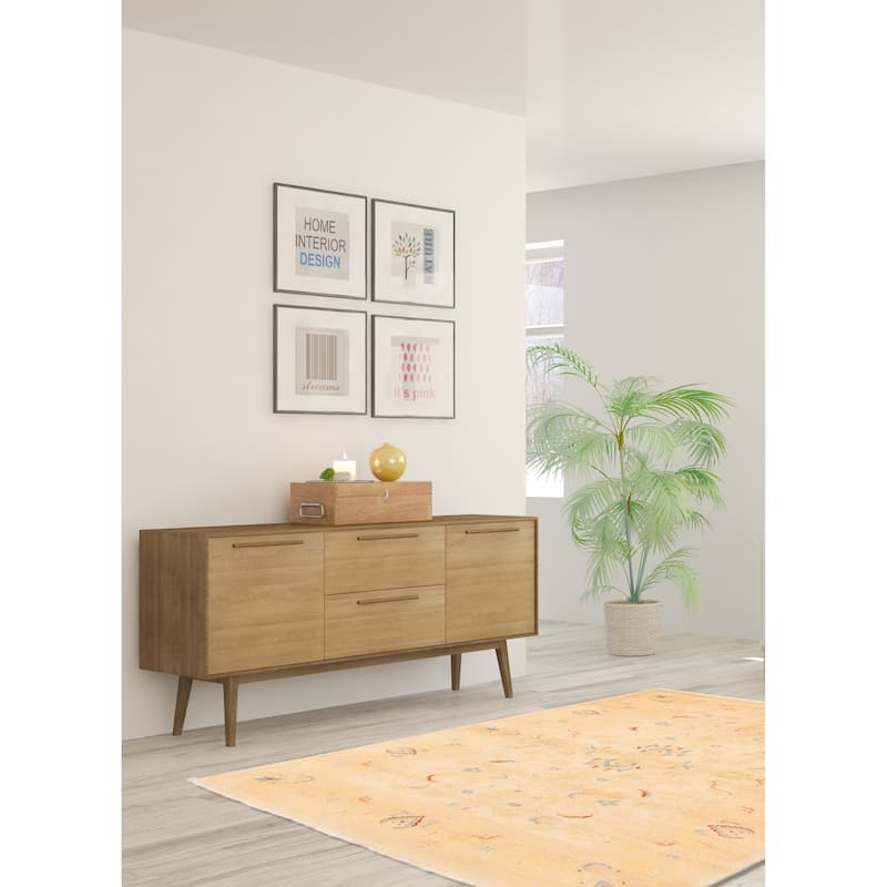ECARPETGALLERY Hand-knotted Peshawar Oushak Ivory Wool Rug - 4'1 x 5'10