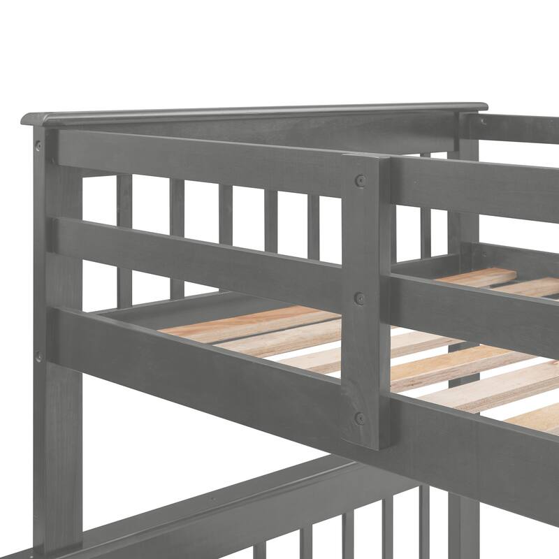 Stairway Twin Over Full Bunk Bed with 2 Drawer & Stairs Storage, Detachable Solid Wood Bunkbeds Bedframe, for Kids Teens Adults