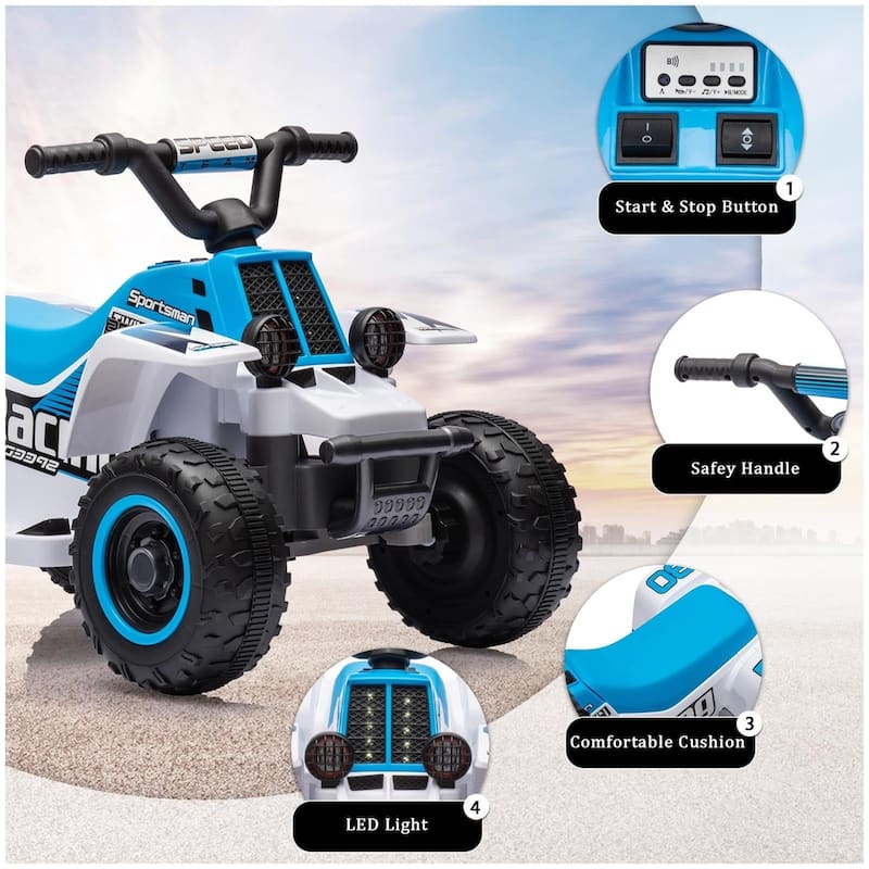 6V Kids Ride On Electric ATV with LED Headlights