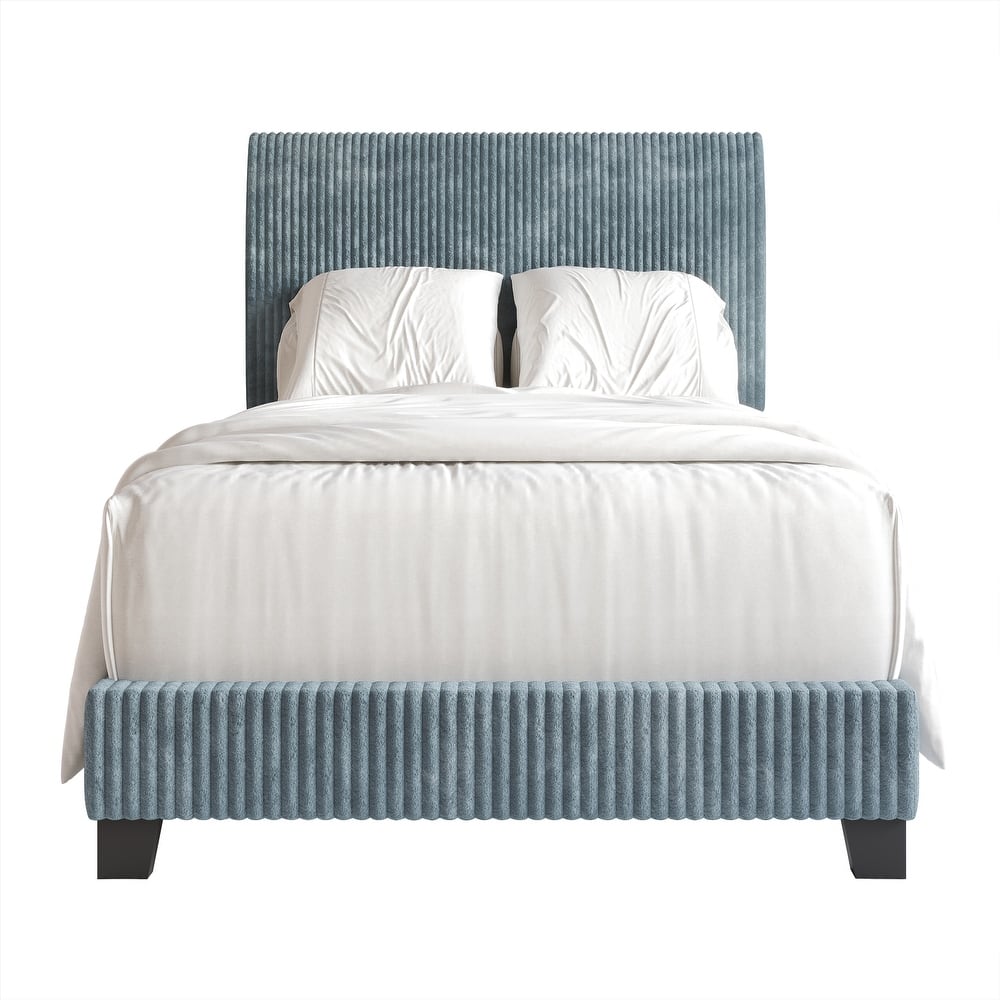 CraftPorch Corduroy Elegant and Chic Velvet Upholstered Bed
