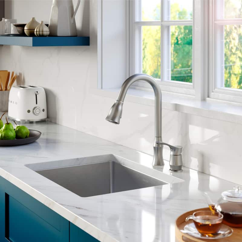 Karran 21" Undermount 16-Gauge Stainless Steel Single Bowl Kitchen Sink Kit
