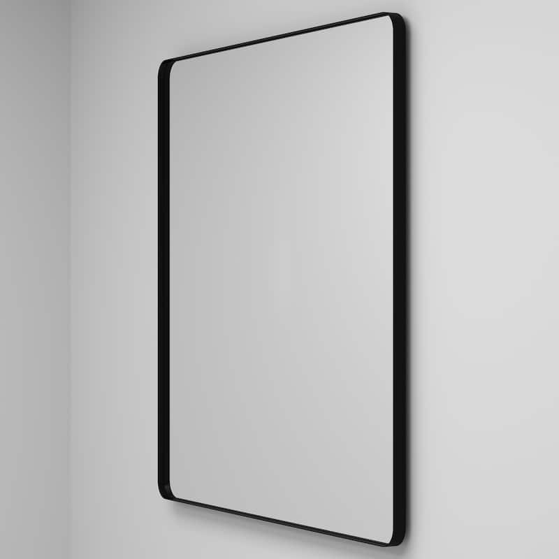 36 in x 36 in Inch Black Metal Framed Square Tempered Bathroom Mirror for Wall - 38.9