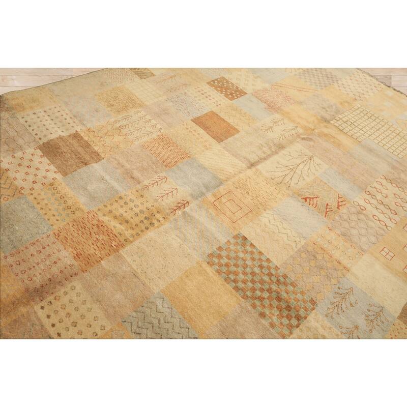 7'11''x10'2'' Hand Knotted Wool Beige Silky Sheen allover pattern Peshawar Rug - 7' 11'' x 10' 2''