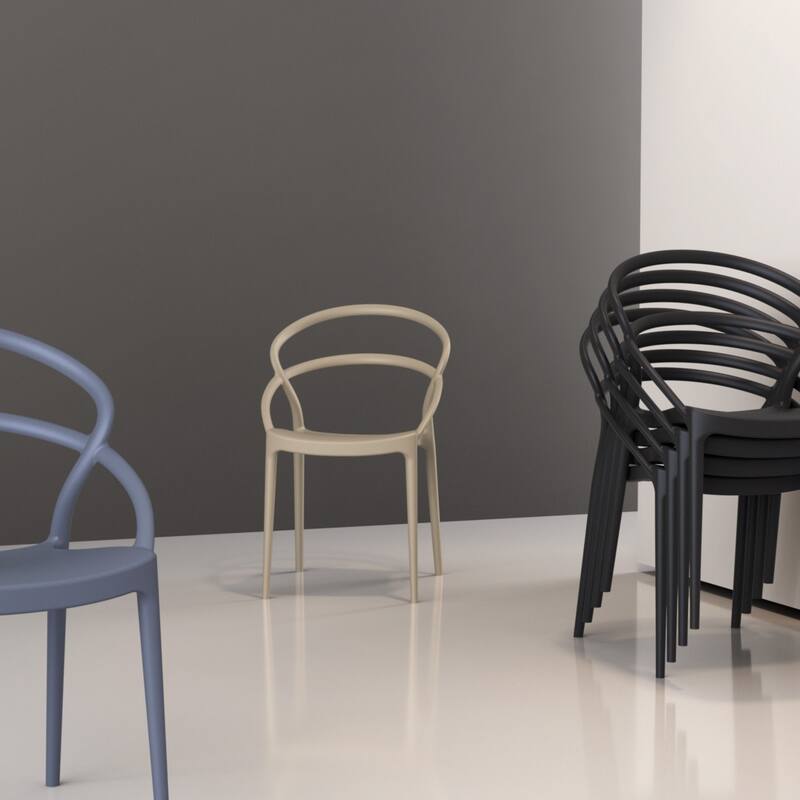 32.25" Taupe Outdoor Patio Round Dining Chair