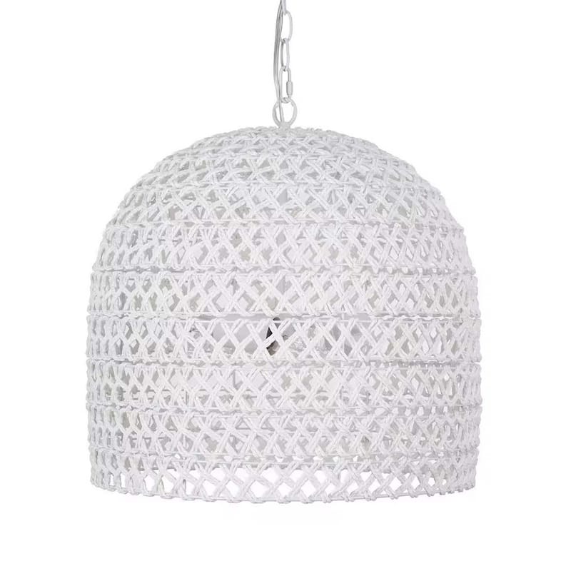 Alsy Nantucket 18"W 3-Light Matte White Woven Wicker Rope Large Pendant Light Fixture, Coastal Style