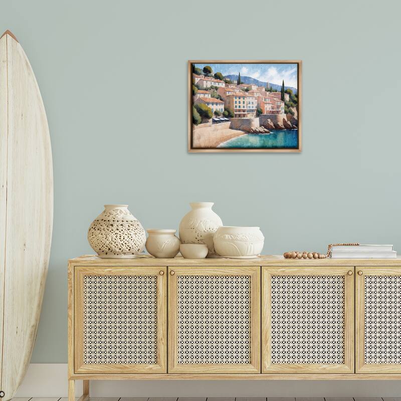 Stupell Charming Coastal Architecture Framed Floater Canvas Wall Art Design By Kim Allen
