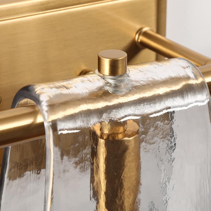 Modern Gold 3-Light Bathroom Vanity Light Textured Glass Wall Sconce - 23.6" W x 8" H x 5.9" D