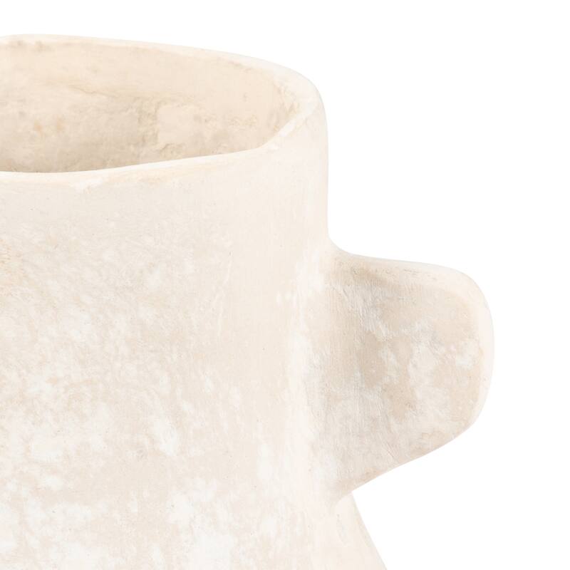 Sagebrook Home Ivory Paper Mache 10-inch Eared Vase, Perfect for Stylish Floral Arrangements