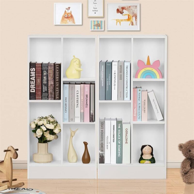 5 Cube Bookshelf Small Modern Horizontal Bookcase - 9.56"D x 19.68"W x 41.06"H