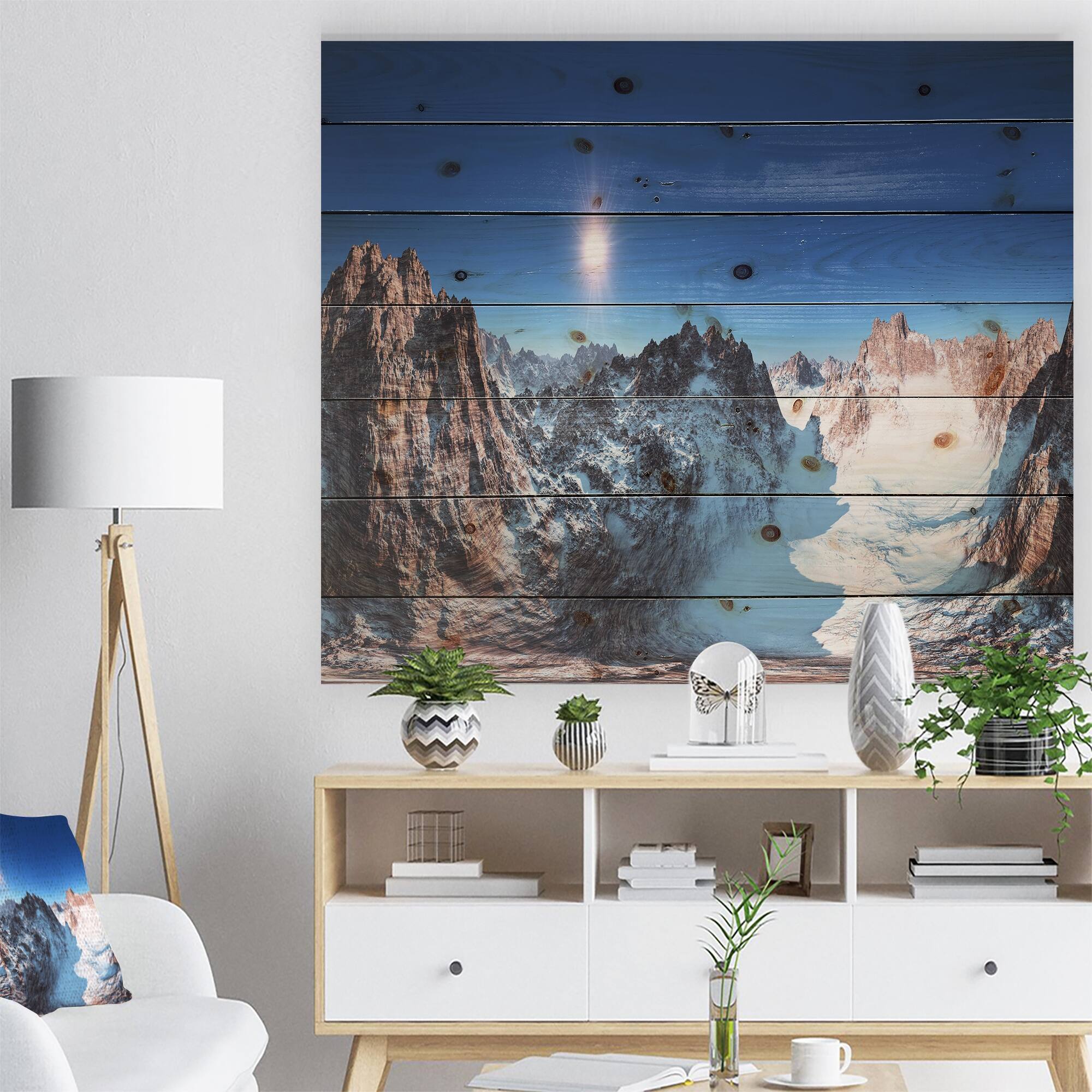 Designart 'Panorama Of Rocky Mountains' Country Wood Wall Art Panels