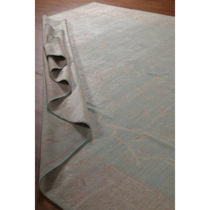 Hand Knotted Oriental 100% Wool Carpet Transitional Abstract Navy Blue & Blues Oushak Area Rug - 13' 9'' X 9' 11''