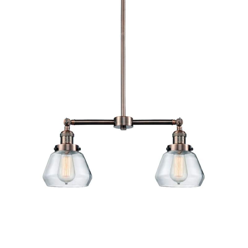 Innovations Lighting Fulton 2 Light 21" Wide Linear Chandelier - Antique Copper / Clear