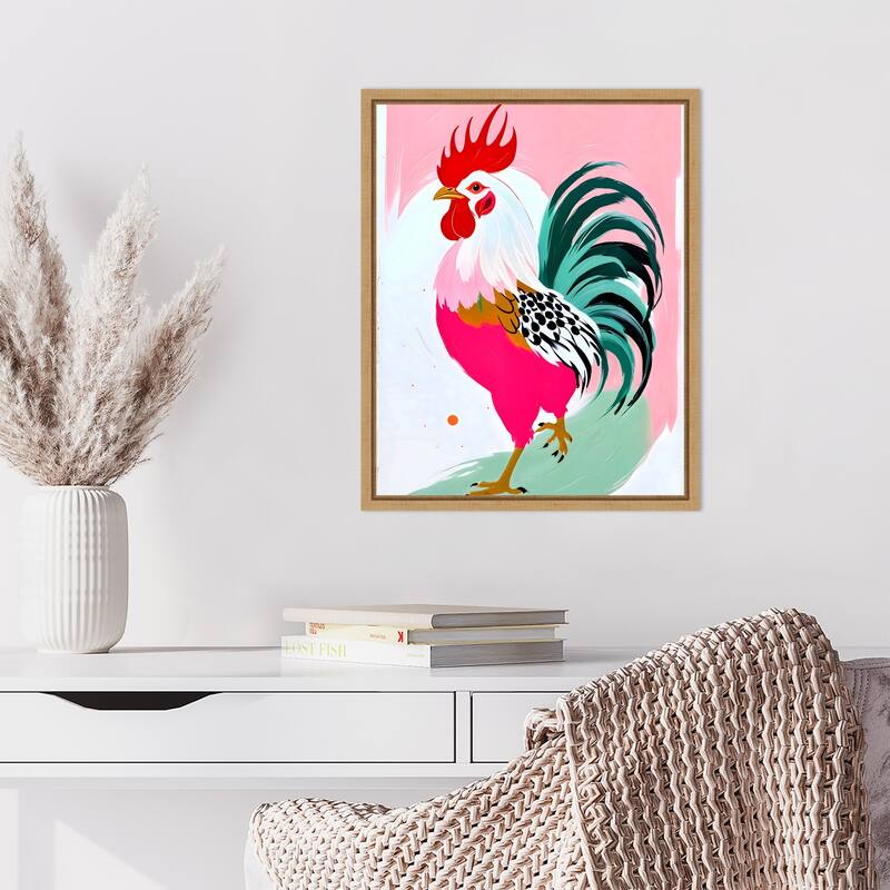 Rooster by Uma Gokhale Framed Canvas Wall Art