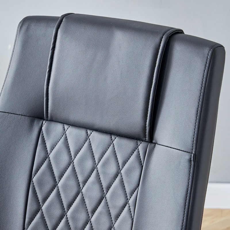 Leather Dining Chair Set of 6 Office Chair with C-Shaped Metal Legs