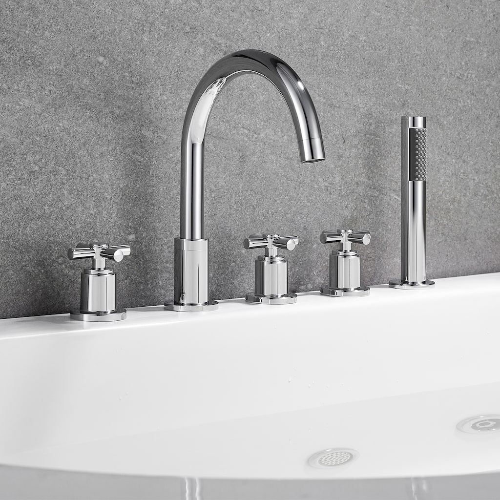 Altair Sorlia Cross Handles Deck-Mount Roman Tub Faucet with Handshower