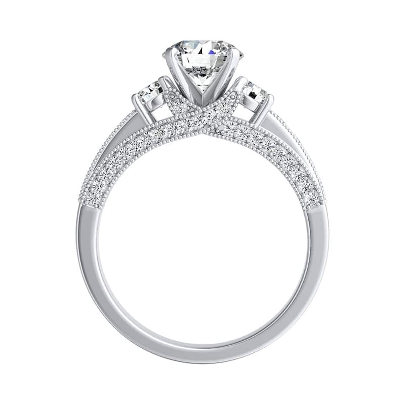 Auriya 14k Gold Vintage 3-Stone Round Diamond Engagement Ring 1 1/6ctw (G-H, VS1-VS2)