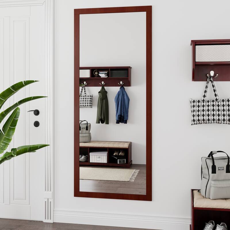 Eviva New York 60" x 30" Rectangular Teak Wooden Framed Mirror - Brown - N/A