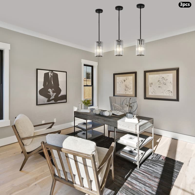 3-Pack Modern Crystal Pendant Lights for Dining Room, Bedroom, Foyer and Hallway