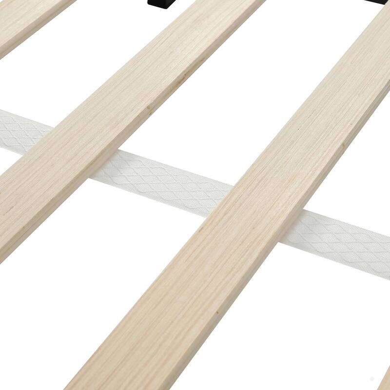 Upholstered Grounded Bed Mother & Child Bed with Bedside Desk and Little Round Stool