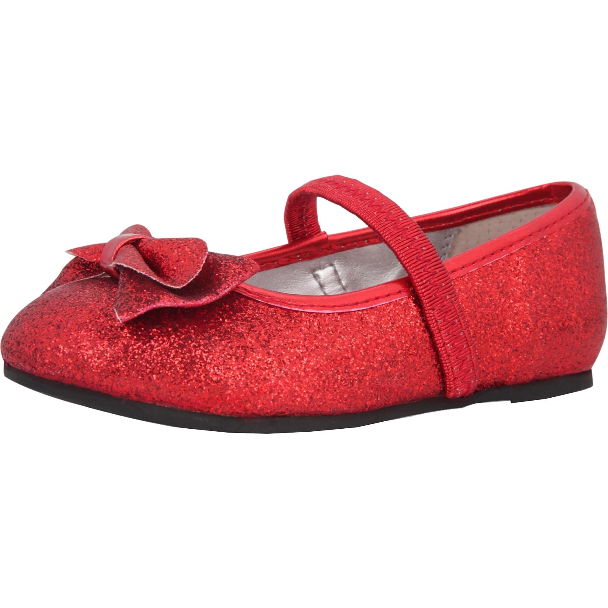 girls red glitter flats