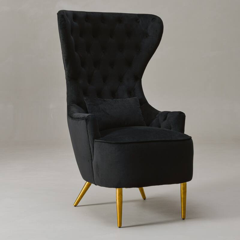 KINWELL Upholstered Tufted Velvet High Wingback Accent Chair