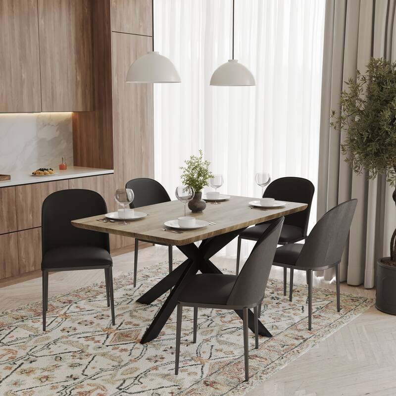 Ravenna 6-Piece Dining Set 66-Inch Rectangular MDF Dining Table and 6 Dining Side Chairs