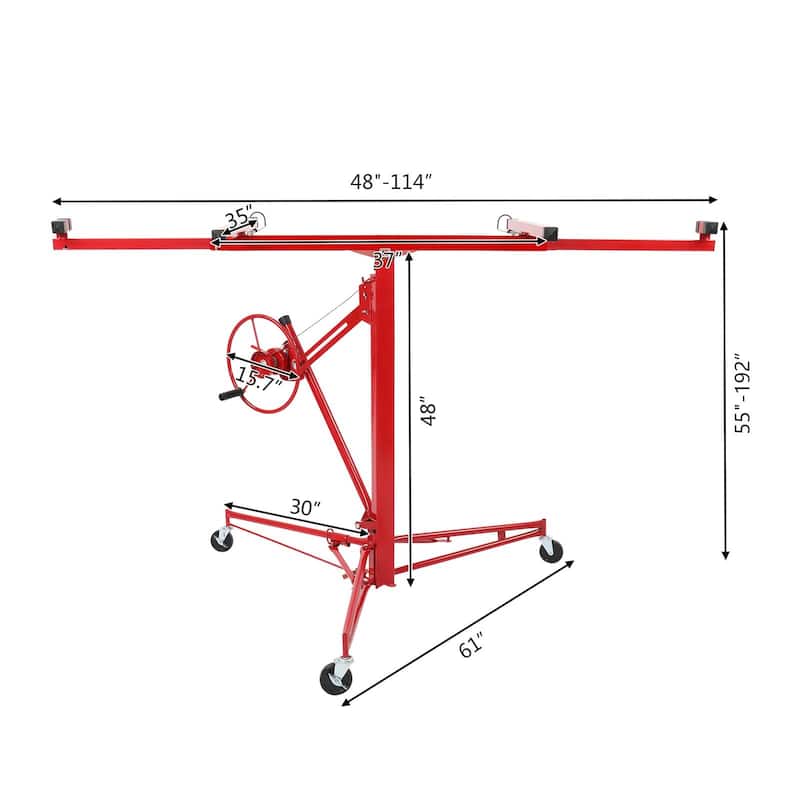16 FT Drywall Lift, Portable Sheetrock Lift Rolling Panel Hoist Jack Lifter - N/A
