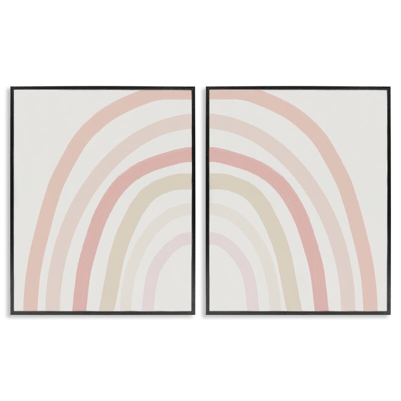 Stupell Children's Soft Pastel Rainbow Shape Pink Beige Arches 2pc Multi Piece Framed Wall Art Set