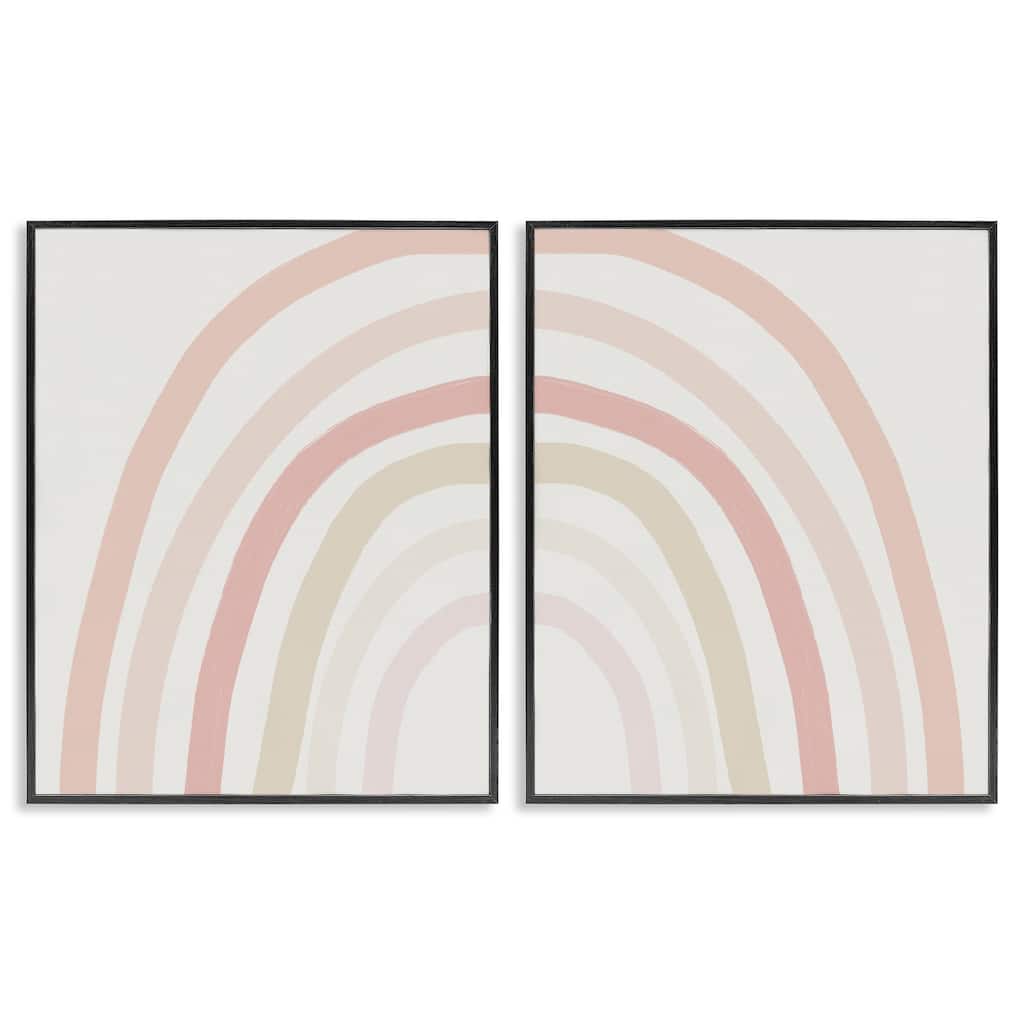 Stupell Children's Soft Pastel Rainbow Shape Pink Beige Arches 2pc Multi Piece Framed Wall Art Set