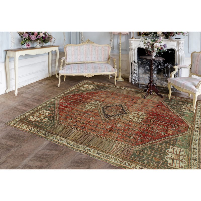 Semi-Antique Jerry Rust/Ivory Rug - 5'5" x 8'1"