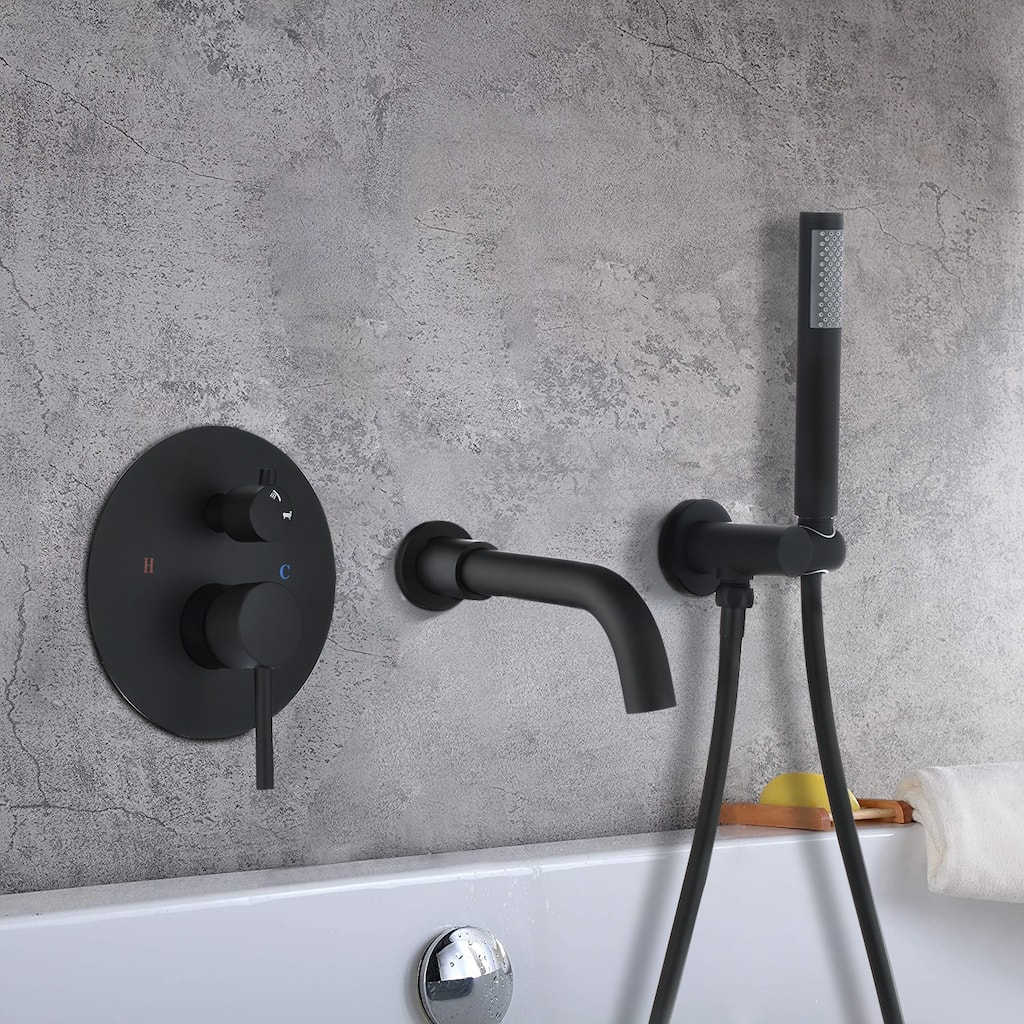 YASINU Modern Wall Mount Bathtub Shower with Handshower Tub Filler Faucet