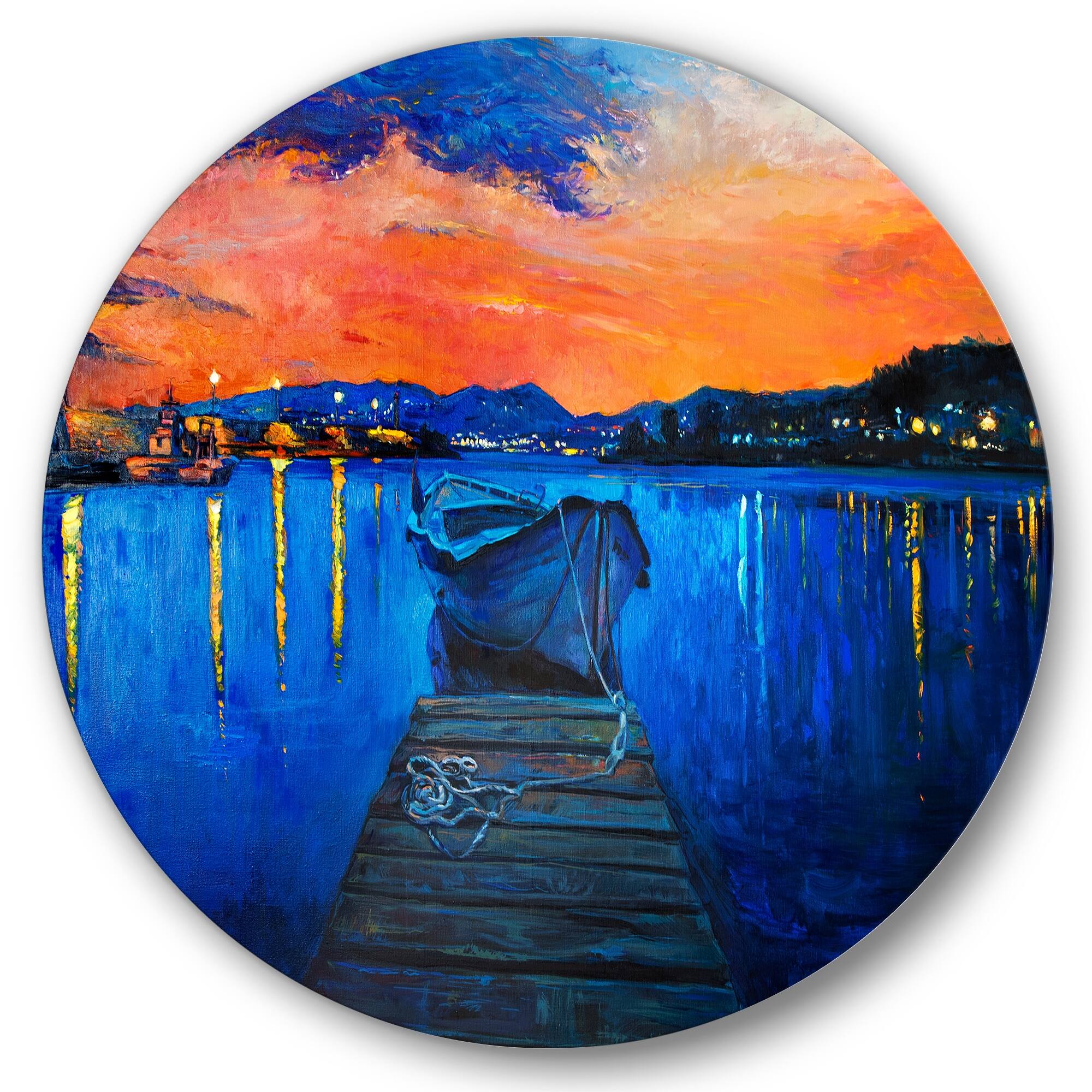 Designart 'Boats Resting On The Water During Warm Sunset III' Nautical