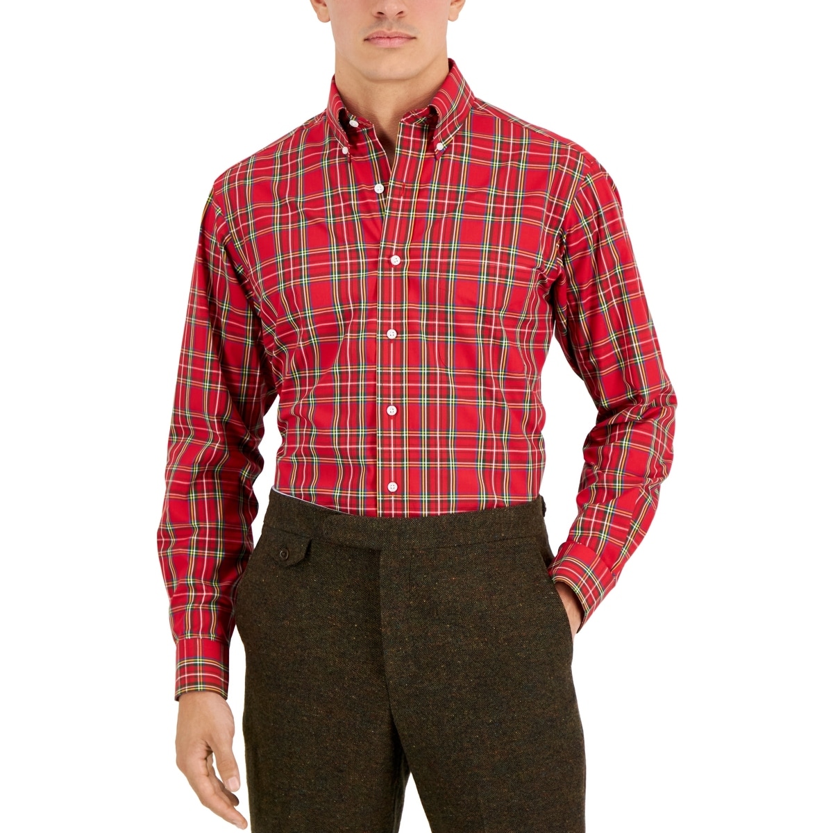 club room dress shirt Men's Regular Fit Cotton Red Size 17X36X37 - 17X36-37 - Bed Bath & Beyond Pink