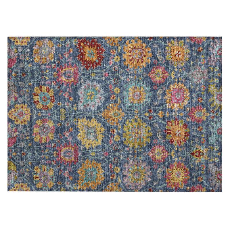 Machine Washable Indoor/ Outdoor Traditional Kashan Chantille Rug