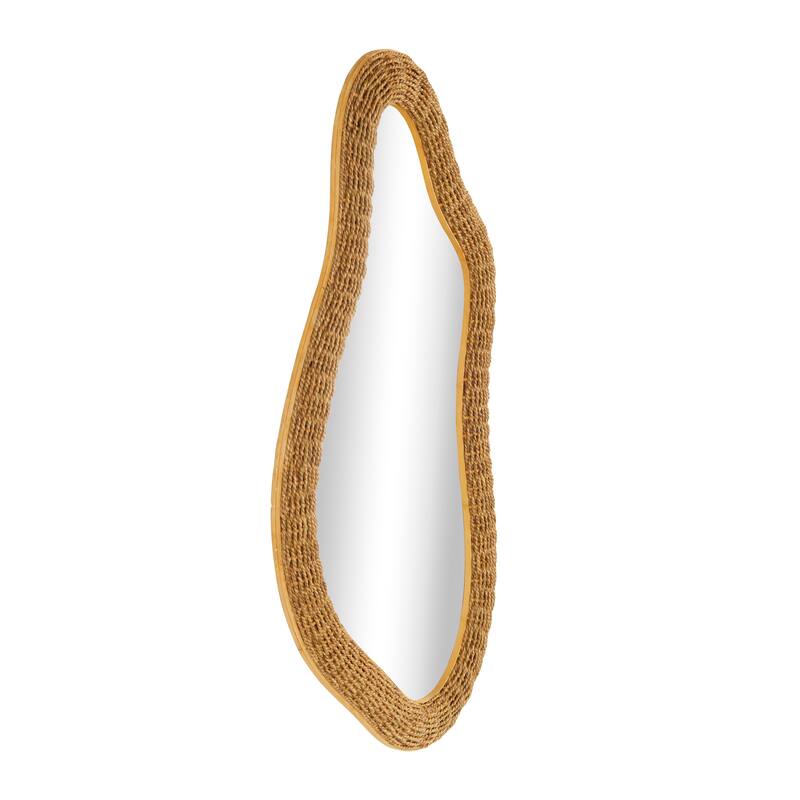 Brown Seagrass Handmade Woven Oval Abstract Room Wall Mirror