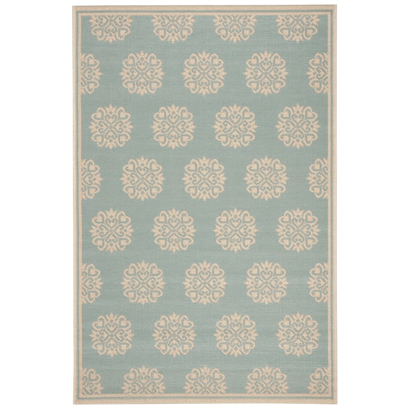 SAFAVIEH Beach House Indoor/ Outdoor Waterproof Patio Backyard Rug - 3' x 5' - Aqua/Cream