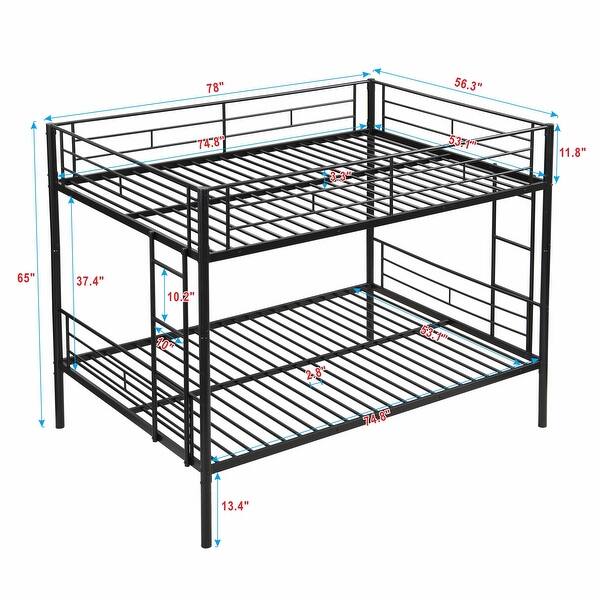 Full Over Full Metal Bunk Bed, No Box Spring Needed, Easy Assembly