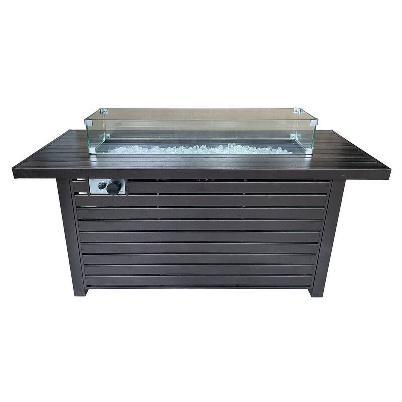 AZ Patio Heaters Outdoor Rectangle Fire Pit in Hammered Bronze - N/A - Propane - Brown