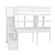 preview thumbnail 17 of 34, Twin Loft Bed with Storage Staircase, Double Desks and Shelves, White