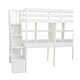 preview thumbnail 34 of 36, Wooden Twin Size Bed High Loft Platform Bed Frame with Storage Stairs , Double Desks and Shelves for Kids Bedroom