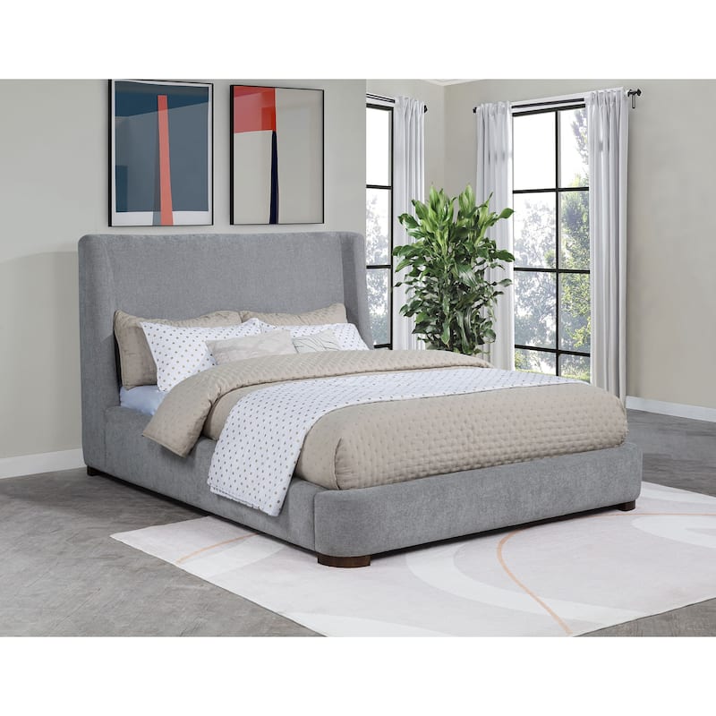 Rennes Upholstered Wingback Platform Bed Grey