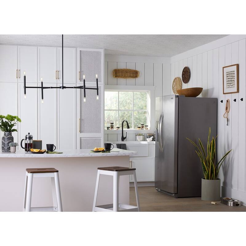 Arya Collection Eight-Light Matte Black Luxe Linear Chandelier - 40 in x 13 in x 10.75 in