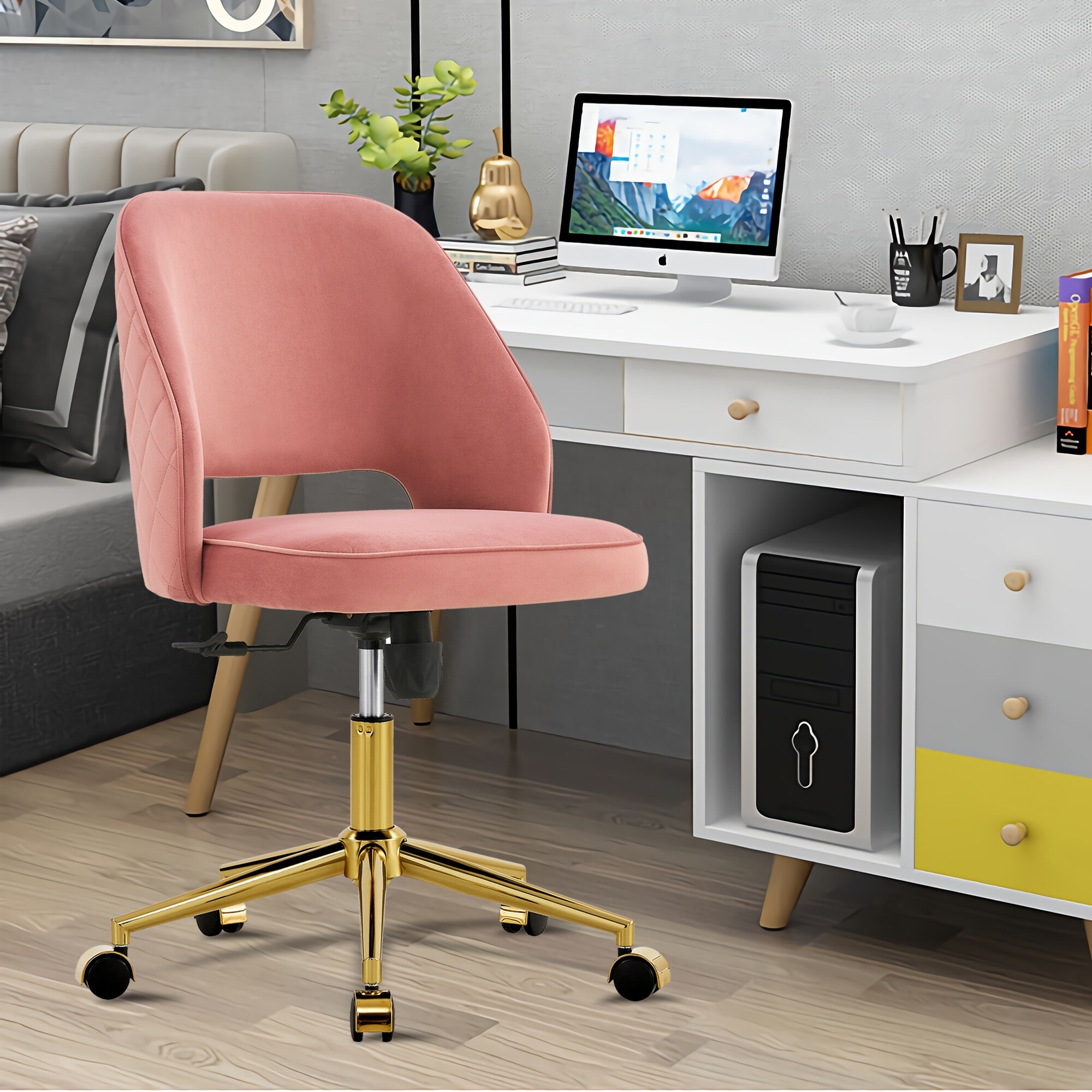 Adjustable Height Swivel Velvet Office Chairs Computer Chairs w