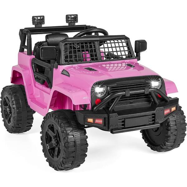slide 2 of 5, 12V Kids Ride On Truck with Remote Control, Spring Suspension - Pink