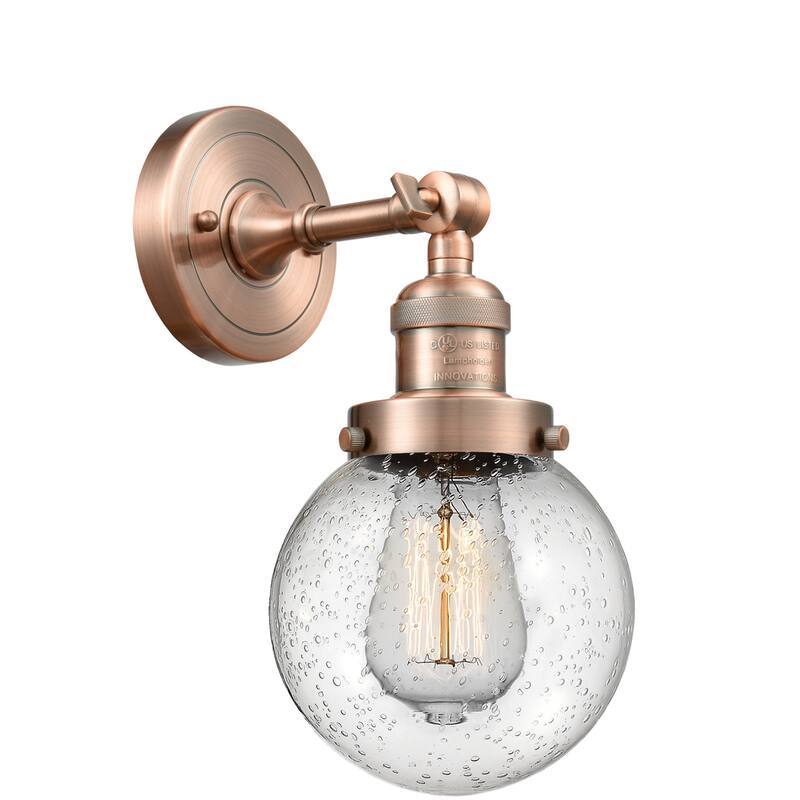 Innovations Lighting Beacon Single Light 12" Tall Bathroom Sconce with - Antique Copper / Seedy
