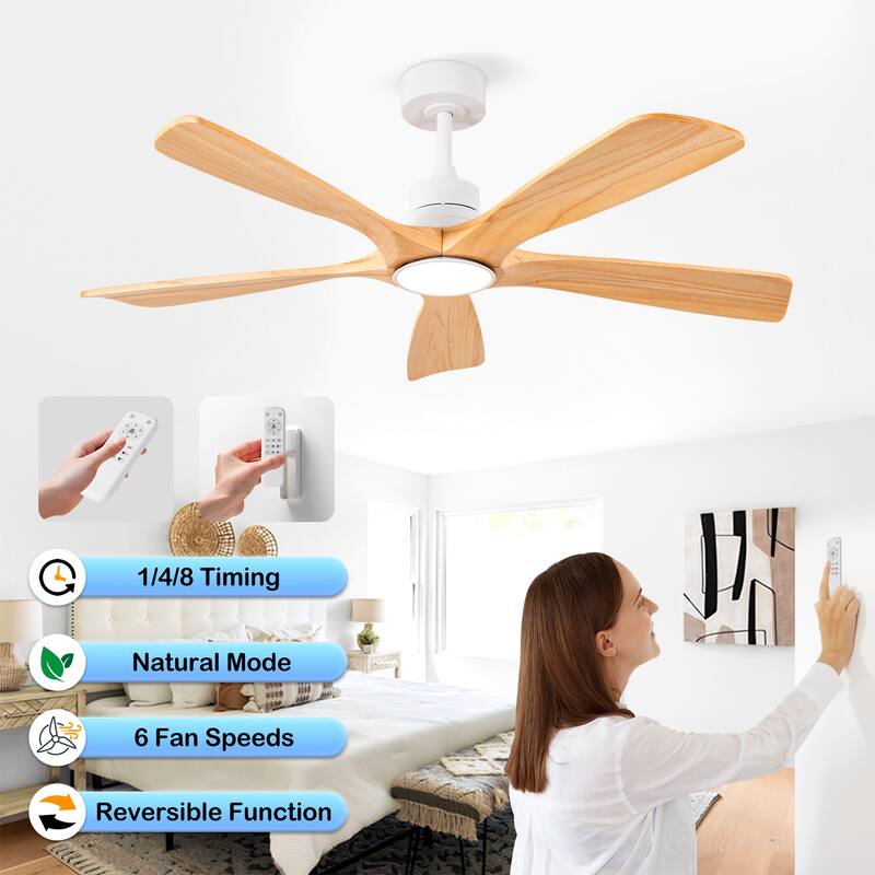 52" Ceiling Fan w/ 3 Color Dimmable Remote Control Reversible DC Motor